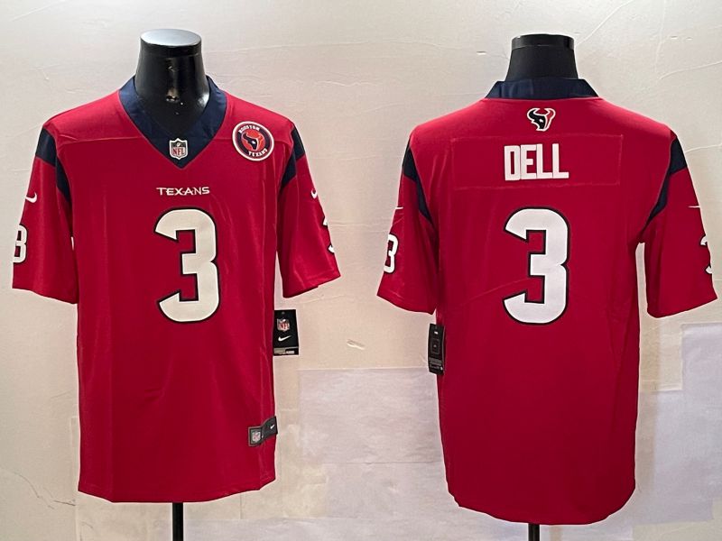 Men Houston Texans #3 Dell Red Second generation 2024 Nike Limited NFL Jersey style 01081->houston texans->NFL Jersey